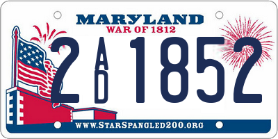 MD license plate 2AD1852