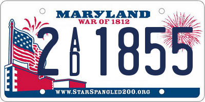 MD license plate 2AD1855