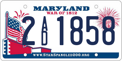 MD license plate 2AD1858