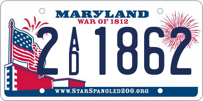 MD license plate 2AD1862