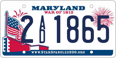 MD license plate 2AD1865