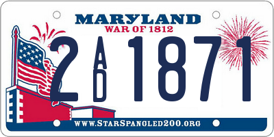 MD license plate 2AD1871