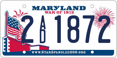 MD license plate 2AD1872