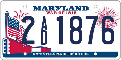 MD license plate 2AD1876
