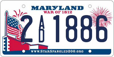MD license plate 2AD1886