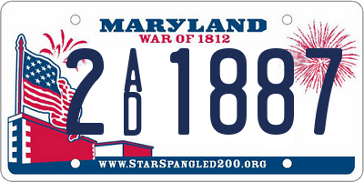 MD license plate 2AD1887