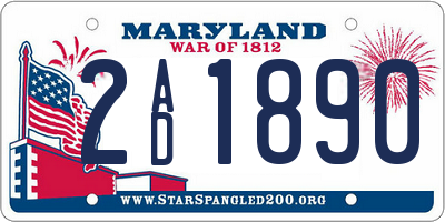MD license plate 2AD1890