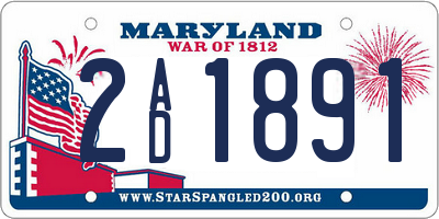MD license plate 2AD1891