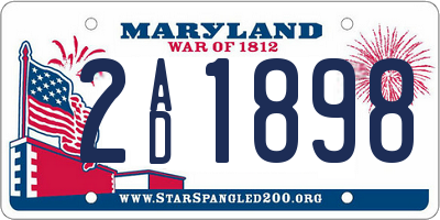 MD license plate 2AD1898