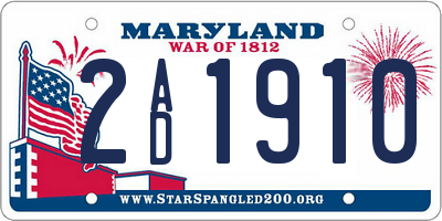 MD license plate 2AD1910