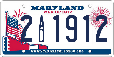 MD license plate 2AD1912