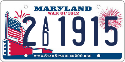 MD license plate 2AD1915