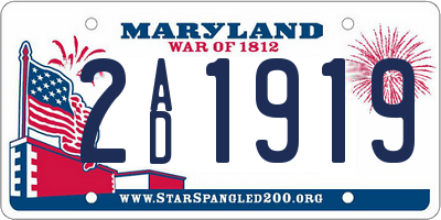 MD license plate 2AD1919
