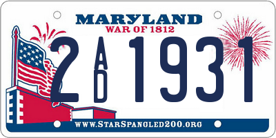 MD license plate 2AD1931