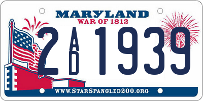 MD license plate 2AD1939