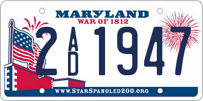 MD license plate 2AD1947