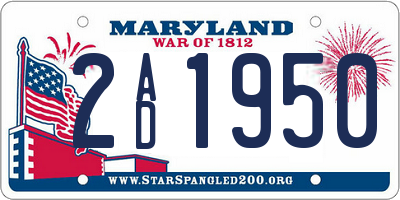 MD license plate 2AD1950