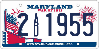MD license plate 2AD1955
