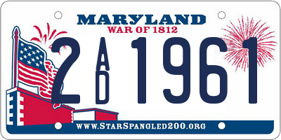 MD license plate 2AD1961