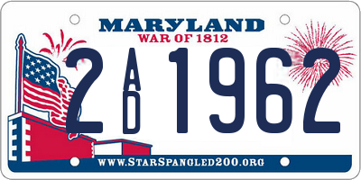MD license plate 2AD1962