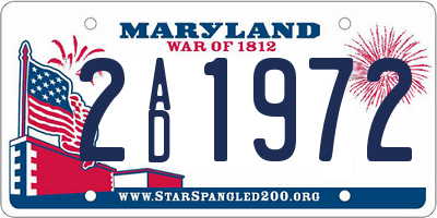 MD license plate 2AD1972