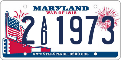 MD license plate 2AD1973