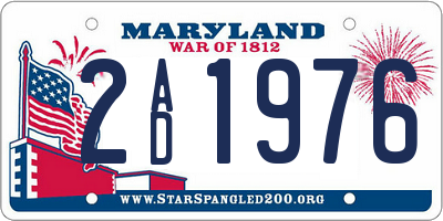 MD license plate 2AD1976