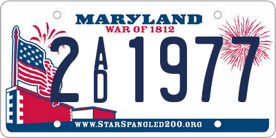 MD license plate 2AD1977