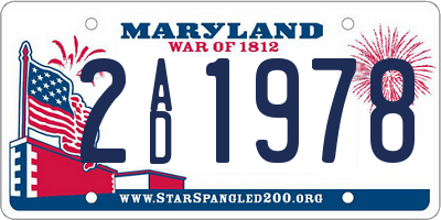 MD license plate 2AD1978