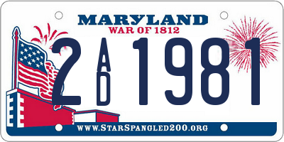 MD license plate 2AD1981