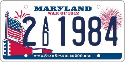 MD license plate 2AD1984