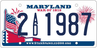 MD license plate 2AD1987
