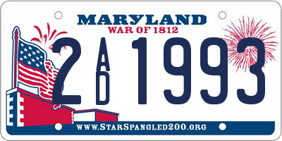 MD license plate 2AD1993