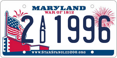 MD license plate 2AD1996