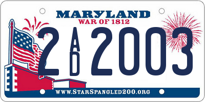 MD license plate 2AD2003