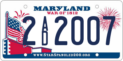 MD license plate 2AD2007