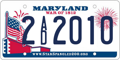 MD license plate 2AD2010
