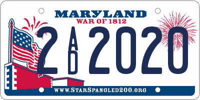 MD license plate 2AD2020