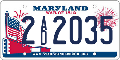 MD license plate 2AD2035