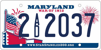 MD license plate 2AD2037