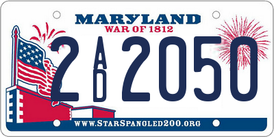 MD license plate 2AD2050