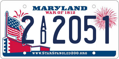 MD license plate 2AD2051