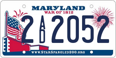 MD license plate 2AD2052