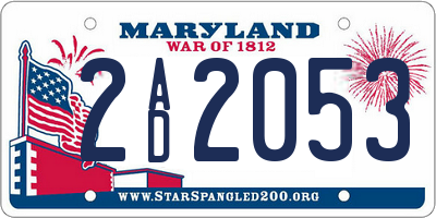 MD license plate 2AD2053