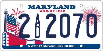 MD license plate 2AD2070