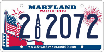 MD license plate 2AD2072