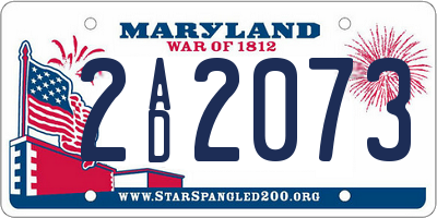 MD license plate 2AD2073