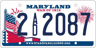 MD license plate 2AD2087