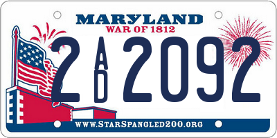 MD license plate 2AD2092