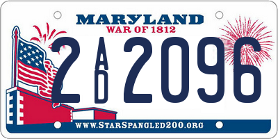 MD license plate 2AD2096